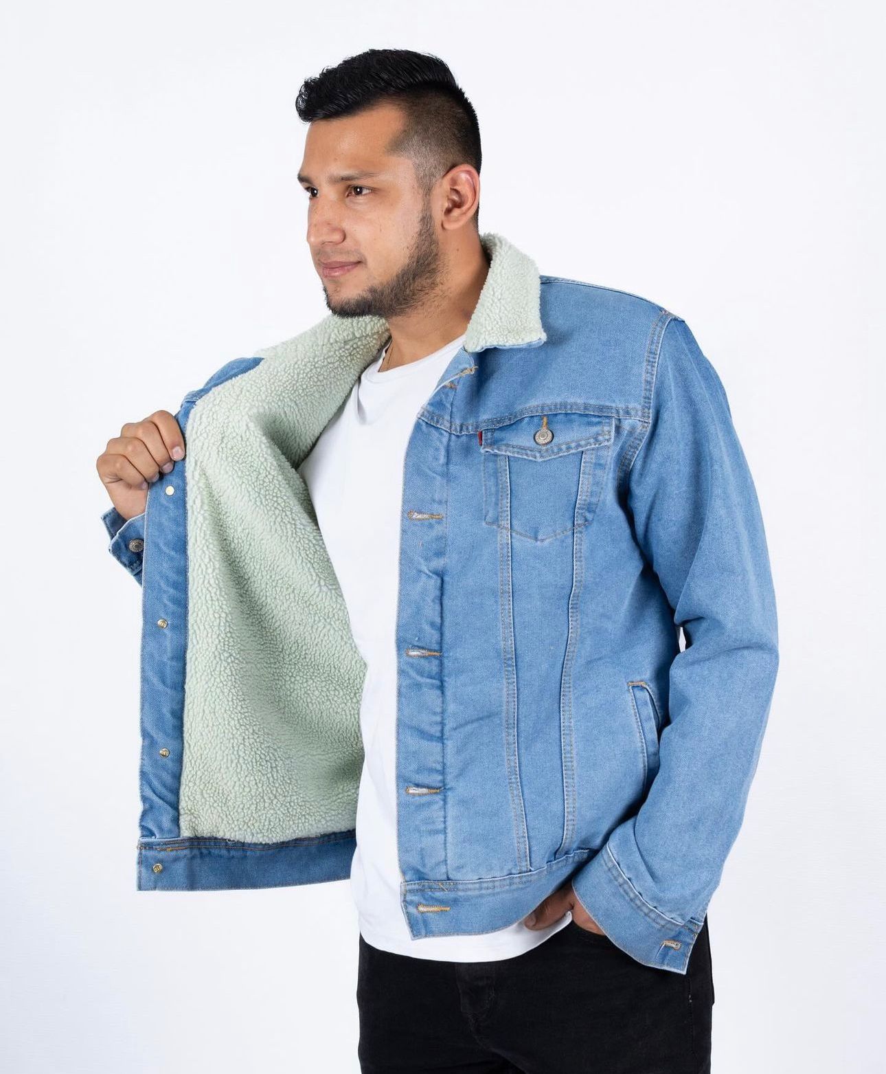 Chaqueta Casual en Jean Licrado con Interior Ovejero