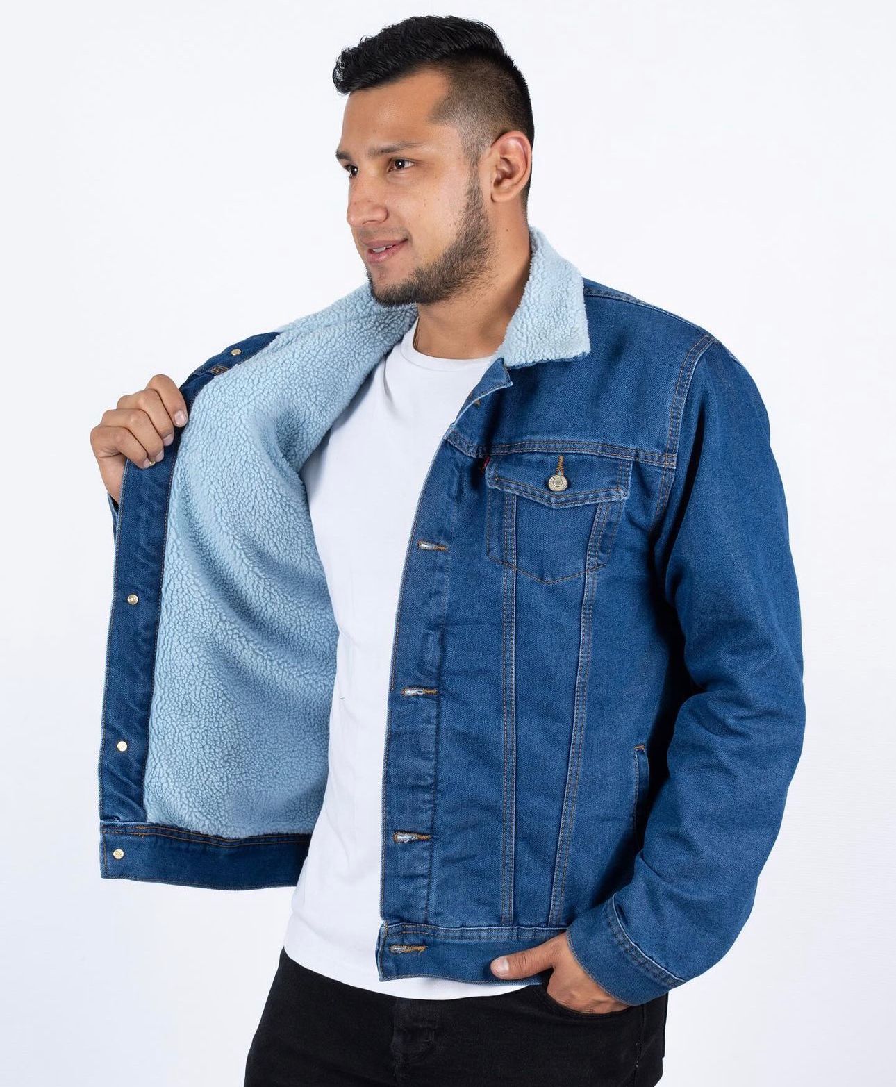 Chaqueta Casual en Jean Licrado con Interior Ovejero