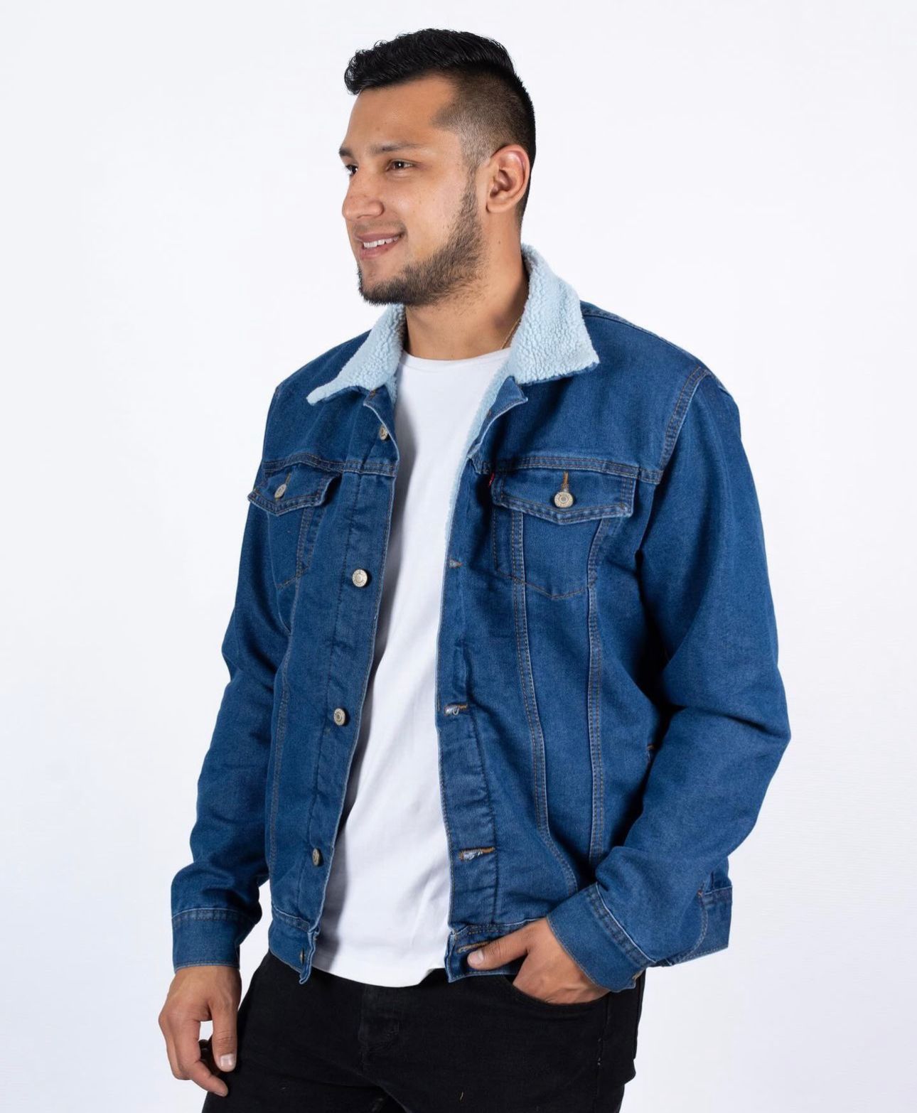 Chaqueta Casual en Jean Licrado con Interior Ovejero